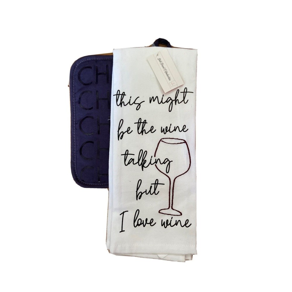 Dish Towel/Potholder Gift Set “This Might Be The Wine Talking but I Love Wine”